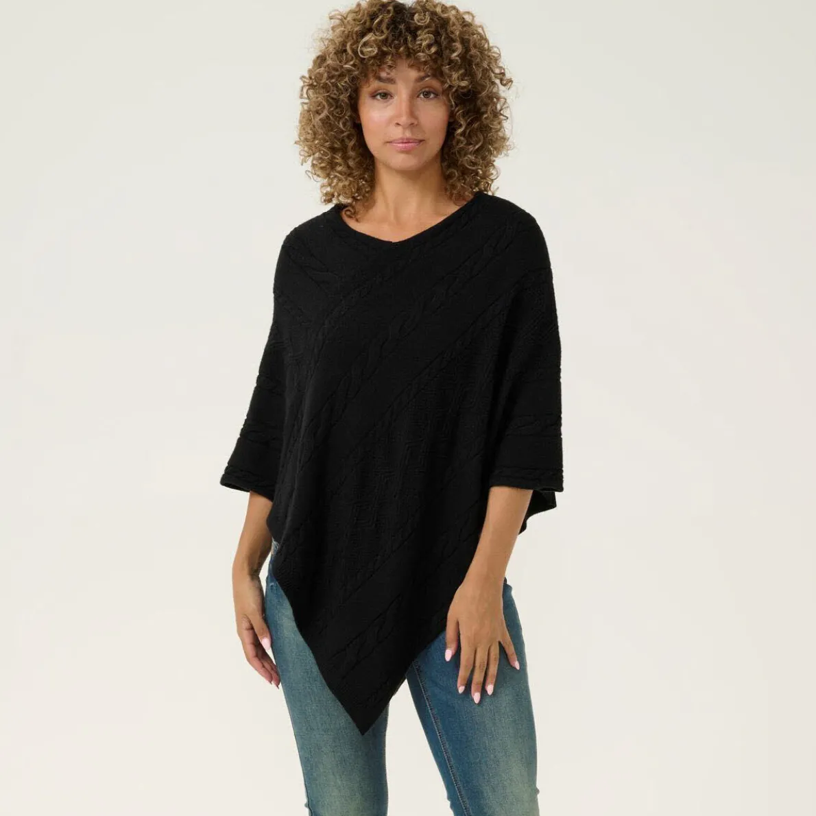 Cream Poncho CRDela Knit