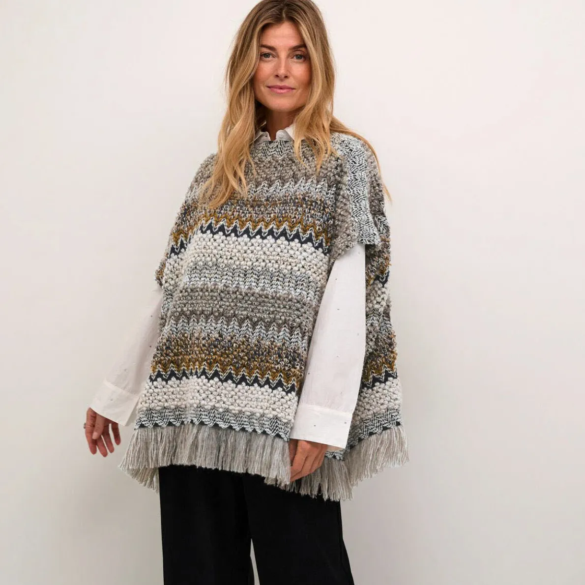 Cream Poncho CRGoldy Knit Poncho
