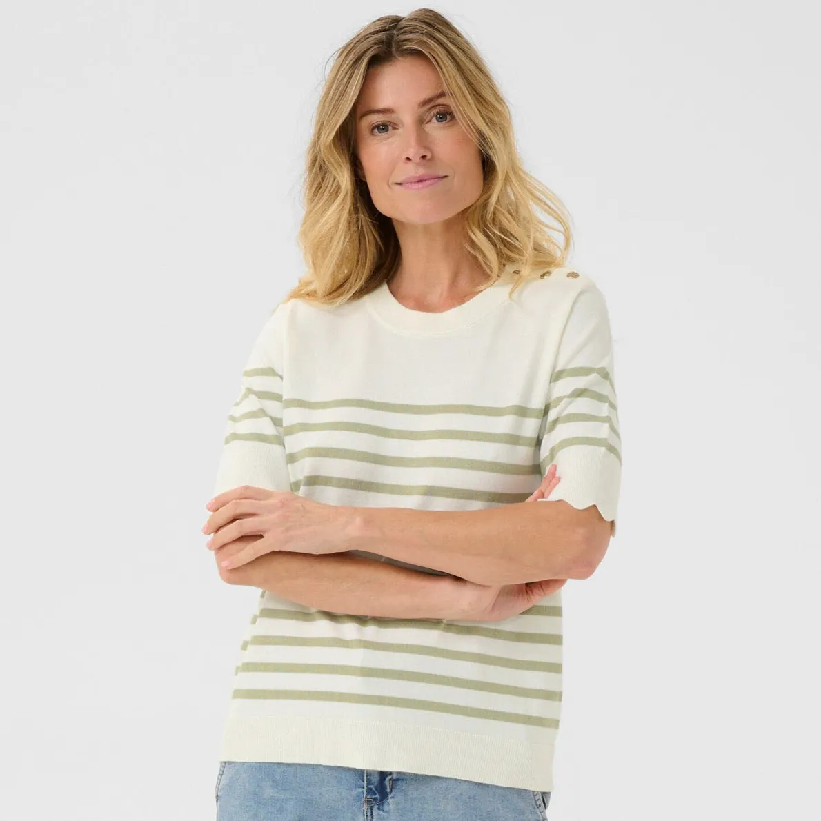 Cream Pullover CRVillea Striped Knit Blouse